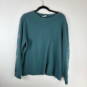 Life Is Good Womens X Large Sweatshirt Long Sleeve Shirt Top Stars Green Callout